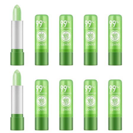 Vba Aloe Vera Lipstick, Long Lasting Nutritious Soothing Lip Balm, Lips Moisturizing Magic Temperature Color Change Lipstick, Lip Care Pack Of 10