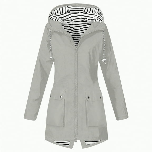 Godom Women's Waterproof Rain Jacket Lightweight Waterproof Lightweight Outdoor Hiking Travel Camp Full Zip Long Hooded Trench