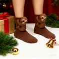 thumbnail image 5 of CYBIBO 3D Knit Animal Socks Fall Winter Novelty Animal Hug Sock Hand Crocheted Thickened Warm Socks for Winter Unisex , Funny Christmas Socks Gifts for Women Men, Sloth, 5 of 6