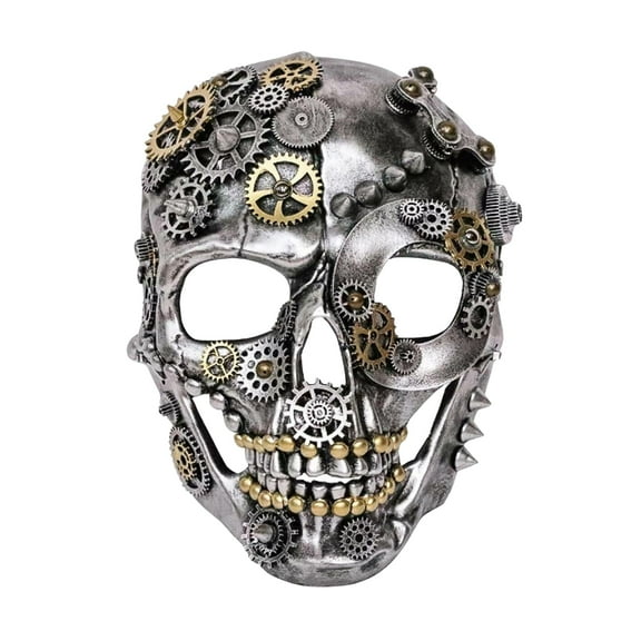 KBW Global Corp Silver Steampunk Cyborg Skull Mask Halloween Masquerade Costume Party Skeleton - Silver