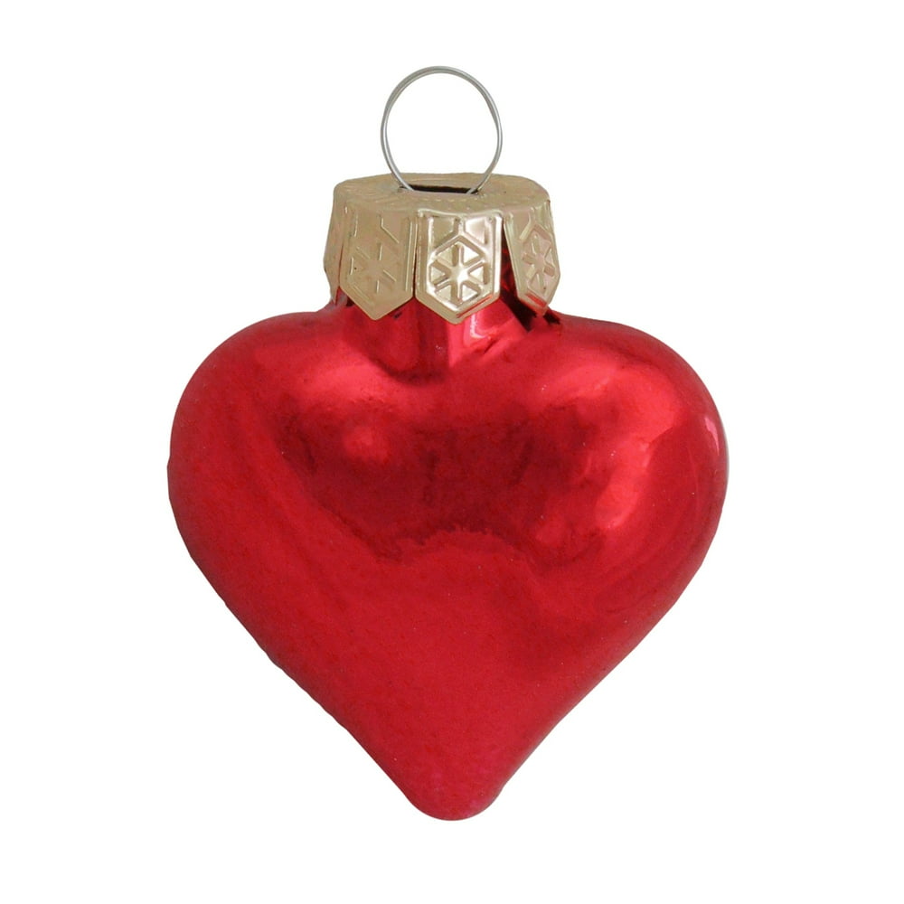 56ct Shiny Red Glass Heart Christmas Ornaments 1.75" (45mm) Walmart