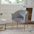 thumbnail image 5 of YYAo Velvet Accent Chair, Upholstered Comfy Armchair with Metal Legs for Bedroom, Living Room, Gray, 5 of 16