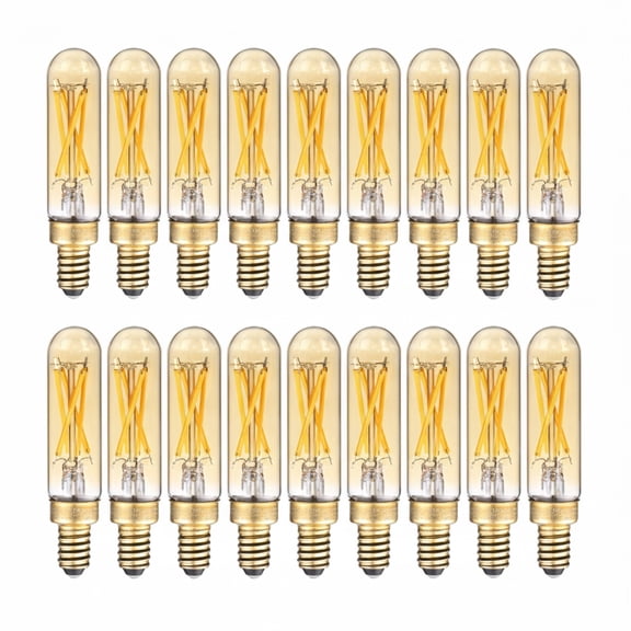 18 Pack T25 Tubular Edison Bulbs, Dimmable T6 LED Bulb, E12 Candelabra Bulb, 4.5W(25W Equiv.), for Chandelier, Wall Lamps, Amber Warm Glass