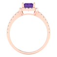 thumbnail image 4 of 1.86ct Emerald Cut Purple Natural Amethyst 18k Pink Rose Gold Engraving Statement Bridal Wedding Halo Designer Ring Size 11, 4 of 5