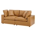thumbnail image 1 of Loveseat Sofa, Faux Vegan Leather, Tan, Modern Contemporary Urban Design, Living Lounge Room Hotel Lobby Hospitality, 1 of 8