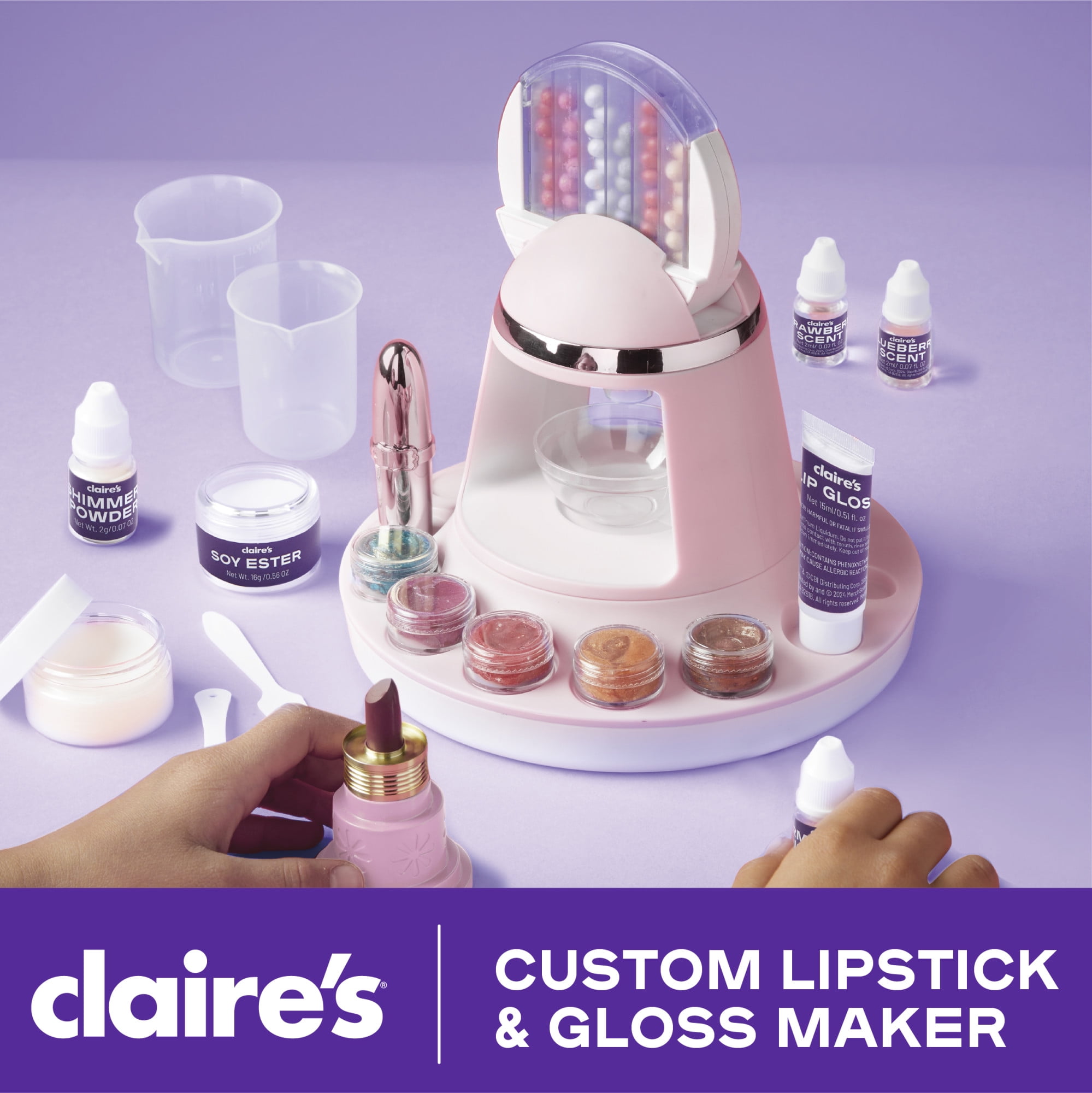 Claire’s® Custom Lipstick & Gloss Maker, DIY Makeup Kit, Cosmetic Making, Lip Gloss for Teens & Girls