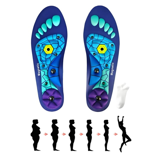 Plantillas magnéticas para zapatos con soporte en arco azules M 8-11