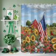 thumbnail image 3 of Shower Curtain, Independence Day Flag Waterproof Shower Curtain Set with Hooks for Bathroom Showers,Stalls and Bathtubs,72x72In Farm Gardens Sunflowers Daisy, 3 of 9