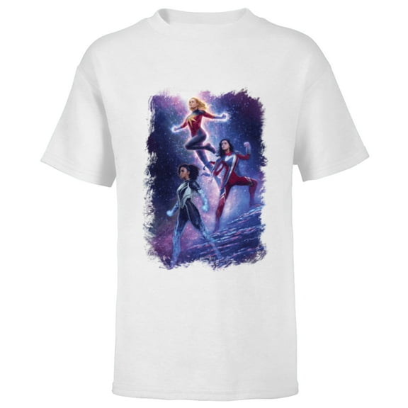 Marvel Studios The Marvels Captain Marvel Monica Ms. Marvel - Short Sleeve T-Shirt for Kids - Customized-White