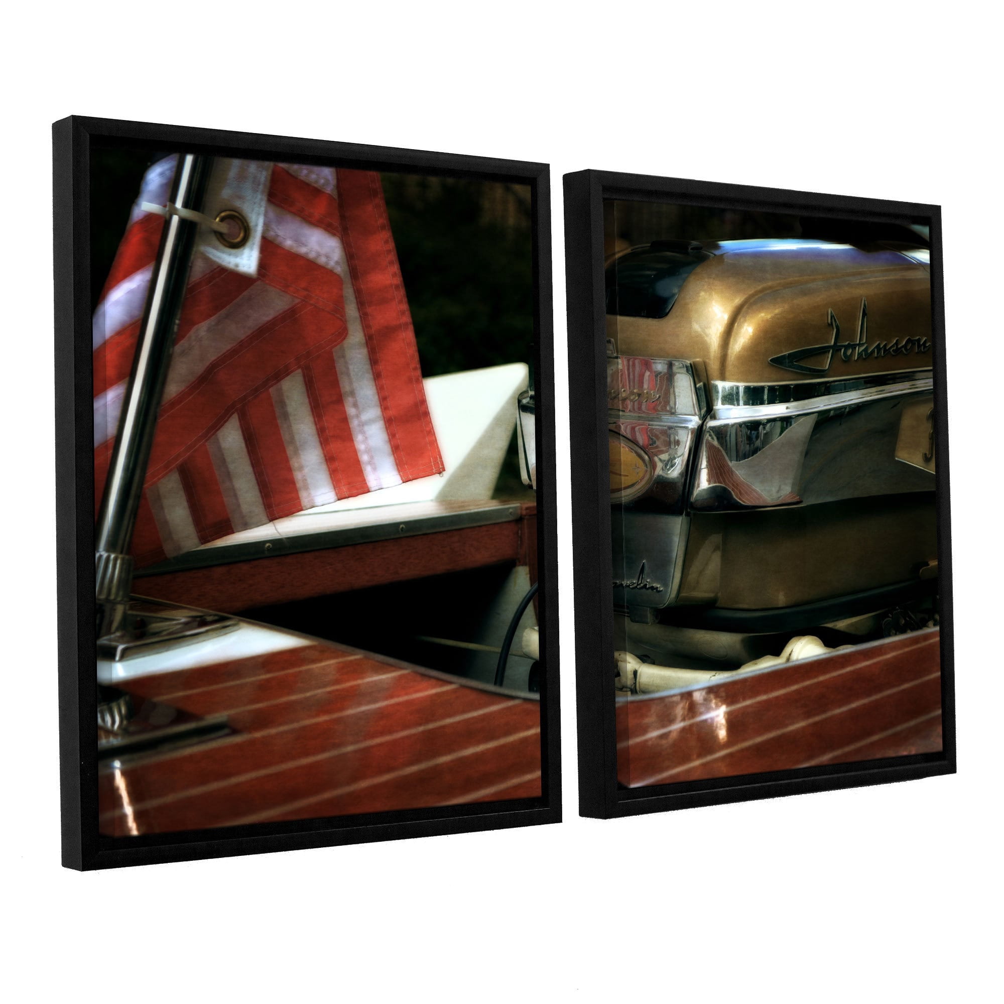 ArtWall Kevin Calkins "Chris Craft and Old Glory" 2-Piece Floater Framed Canvas Set
