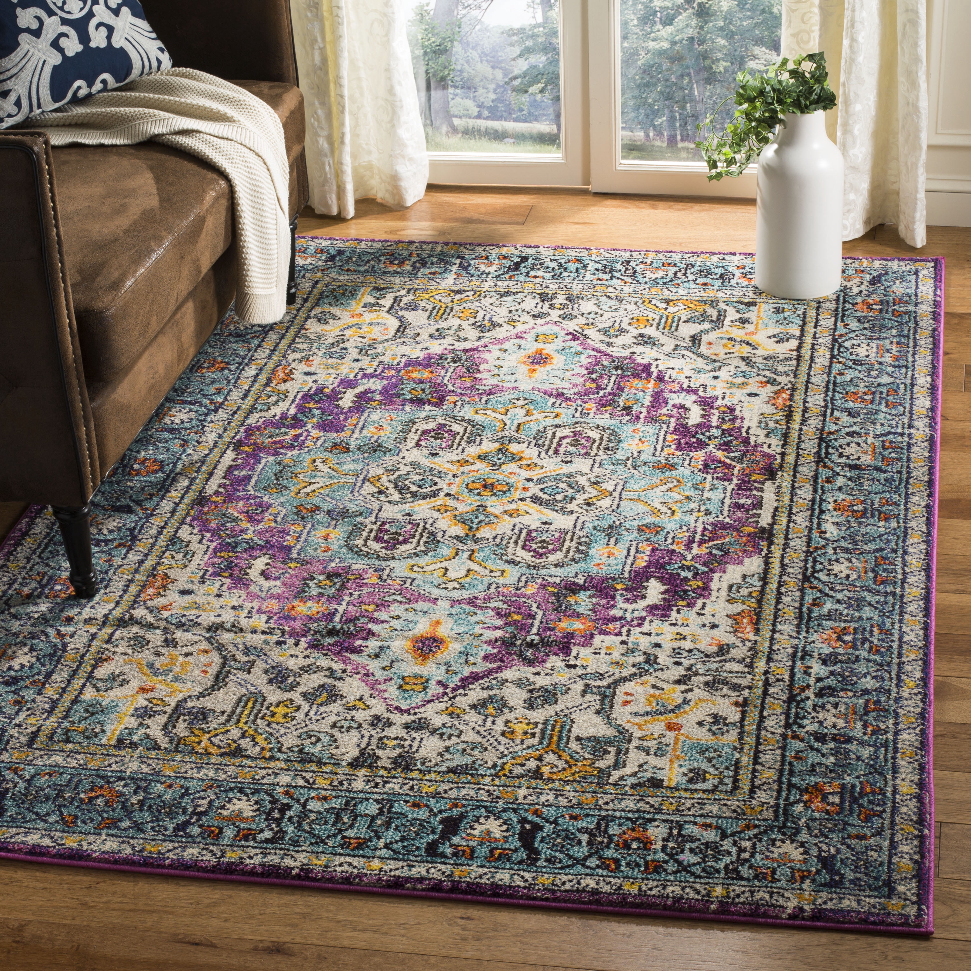 SAFAVIEH Monaco Durward Oriental Area Rug, Violet/Light Blue, 9' x 12'