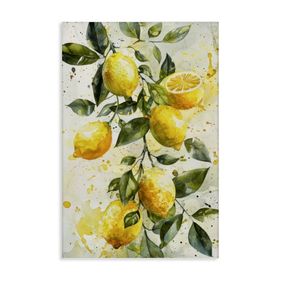 Stupell Industries Lemon Watercolor Splashes Food & Beverage Painting Wrapped Canvas Art Print Wall Art, 16 x 24