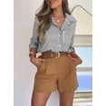 thumbnail image 2 of Fancyglim Striped Button Down Shirts for Women Dress Shirts Long Sleeve Casual Collared Office Work Blouses Tops with Pocket Black XL, 2 of 5