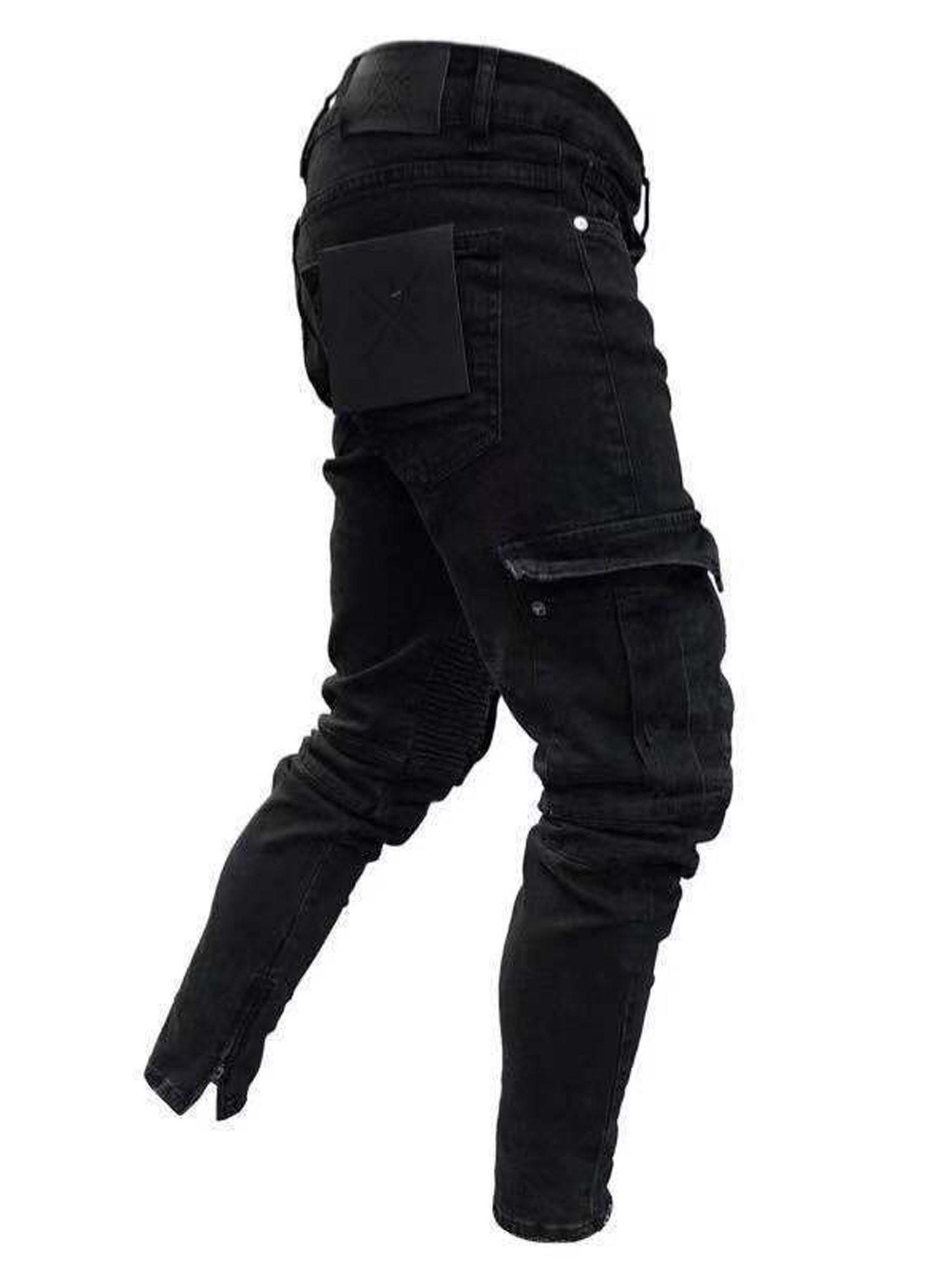 Spring hue Mens Slim Fit Urban Straight Leg Trousers Casual Pencil Jogger Cargo Pants Jeans - image 3 of 5