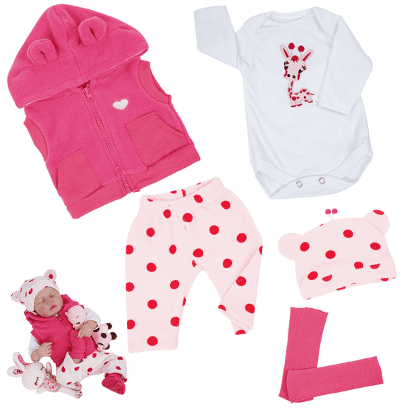 CUITING 4pcs Set Giraffe Pattern Reborn Baby Dolls Clothes for 17-20 inch Newborn Baby Doll Girl