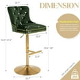 thumbnail image 2 of Adjustable Velvet Bar Stools with Back, Fashionable Swivel Counter Height Bar Chairs with Thick Cushion, Crystal Button Tufting and Gold Nailhead Trim for Kitchen, Dining, Pub, or Café (Olive Green), 2 of 7