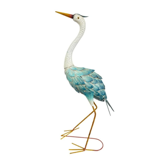 Estatua de grulla de jardín, figura de hierro, decoración artesanal para paisaje, escultura de animal para hacer uno mismo. Longitud 30 cm