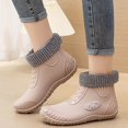 thumbnail image 4 of Taqqpue Women Rubber Boots Wide Calf Rain Boots Round-Toe Waterproof Fleece-Lined Warm Comfortable Short Rain Boots Mid Height Rain Shoes for Outdoor Gardening Work Walking, 4 of 5