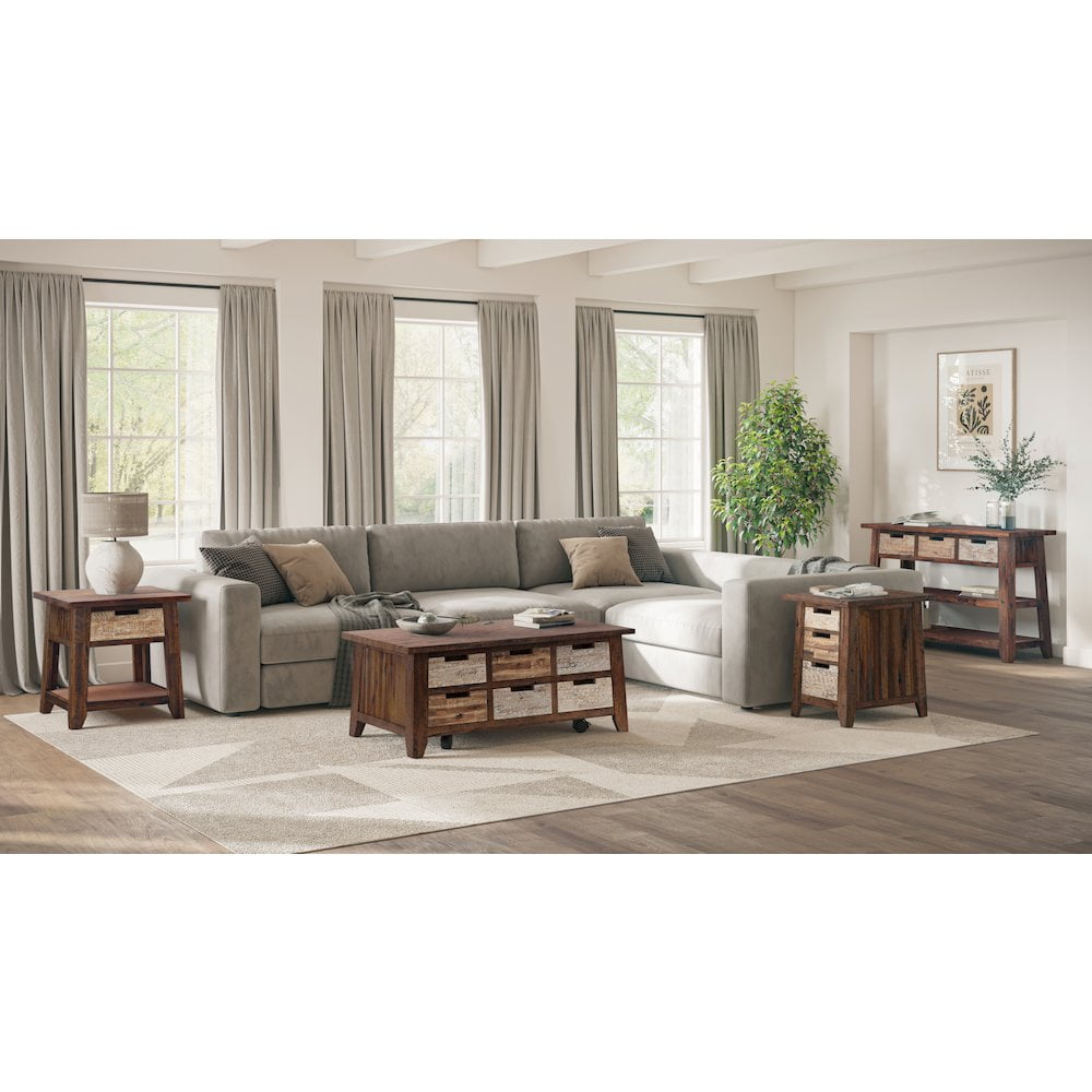 Jofran Painted Canyon Rustic Solid Acacia  End Table