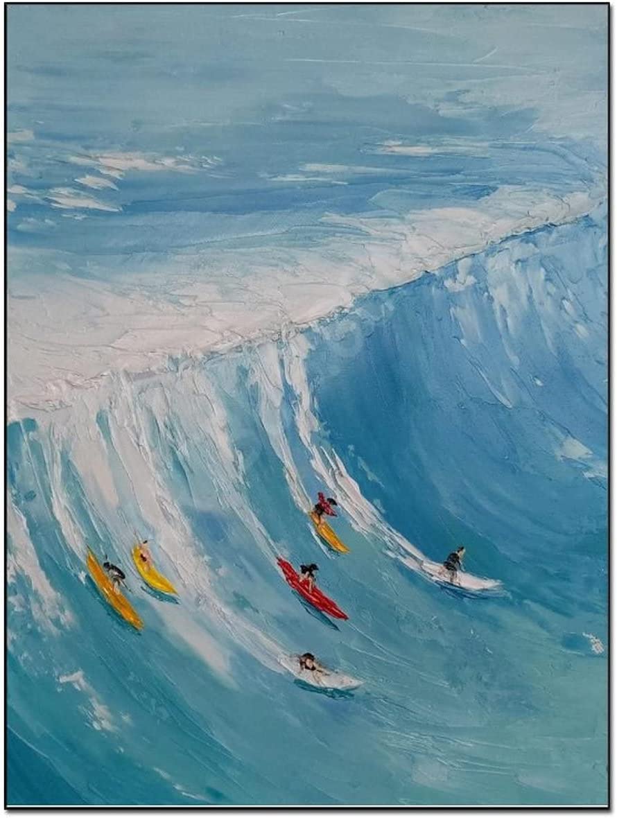 Surfing Poster Surfer Contest Oil Painting Blue Ocean Wall Art Extreme Sports Poster Canvas