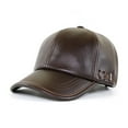 thumbnail image 1 of PU Leather Baseball Cap Men Solid Faux Leather Cap Autumn Winter Men's Baseball Hat Trucker Cap ,Unique Design, 1 of 7