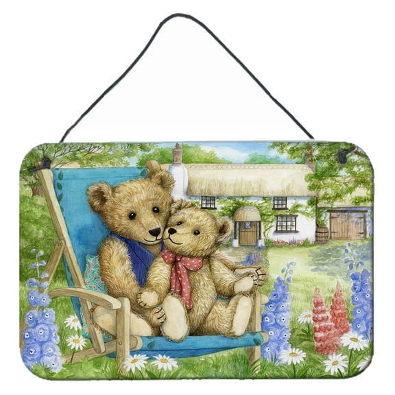 Carolines Treasures CDCO0306DS812 Springtime Teddy Bears in Flowers Wall or Door Hanging Prints  8x12 multicolor