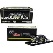 Schuco T64S-006-ME2 1-64 Scale Volkswagen Beetle Mooneyes Stripes Diecast Model Car with Container Case Collaboration, Black & Yellow