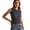 Blue, variant on Women's Ruffle Trim Sheer Mesh Tank Top Round Neck Sleeveless Knit See-Through Casual Summer Top, 1 Piece, S-L
