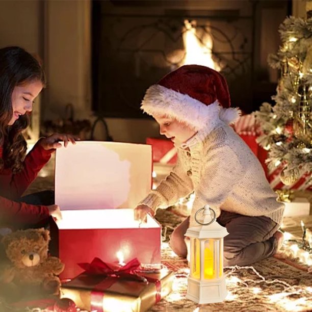 Fiudx Ofertas de la semana Mini luz de viento navideña LED luz de vela electrónica luz de noche luz de mano retro adorno decorativo