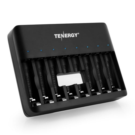 Tenergy TN477U 8-Bay AA/AAA NiMH Rechargeable Battery Charger, Micro USB/Type C Input