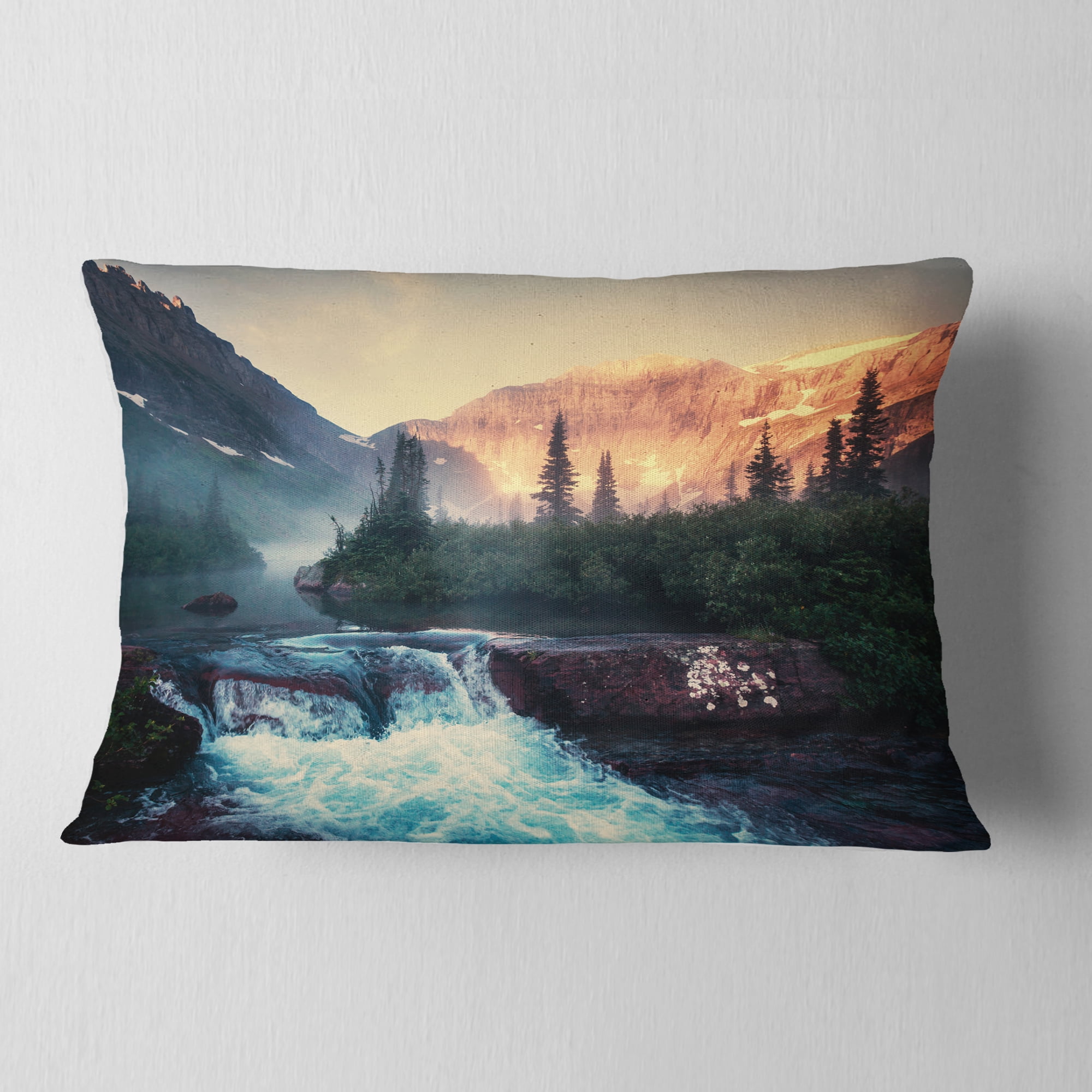 Designart 12" x 20" Green Polyester Throw Pillow