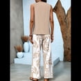 thumbnail image 4 of Conjuntos de Dos Piezas de Verano para Mujer 2025, Jersey de Cuello Cuadrado, Chaleco, Estampado Floral, Cinturón y Pantalón Caqui L, 4 of 6