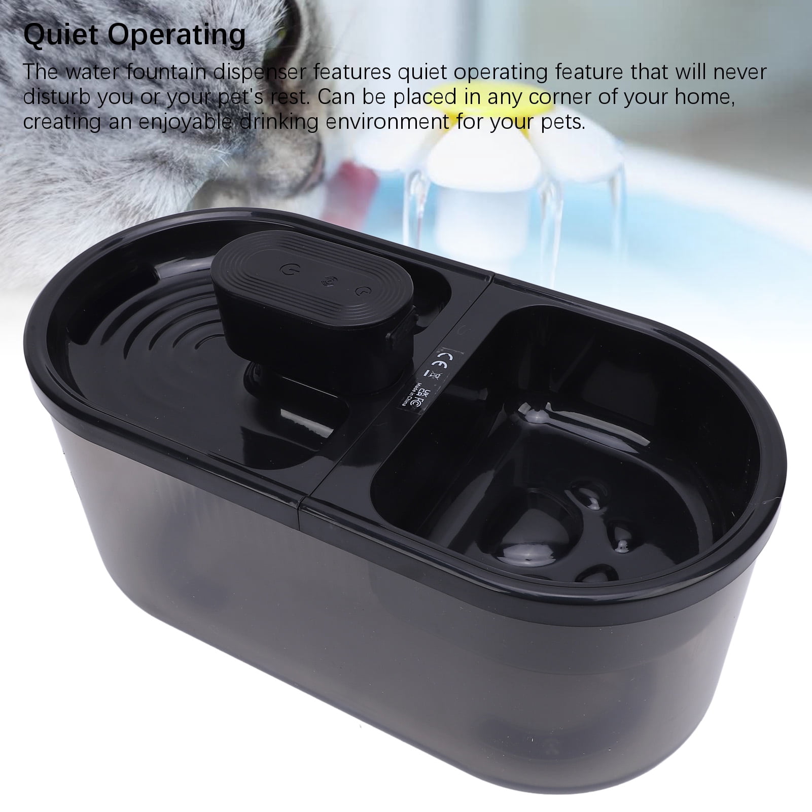 Yajisi Premium Smart Cat Water Fountain Quiet Operating Rechargeable Automatic Pet Water Dispenser for Home Use Black Finish Includes Advanced Filtration System and Built-in 2000mAh Battery