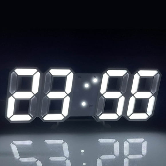 zanvin Digital Clock 3D LED Digital Clock Wall Deco Glowing Night Mode Adjastable Electronic Table Clock Wall Clock Decoration Living Room LED Clock mother's day gifts Up to 25% off,White