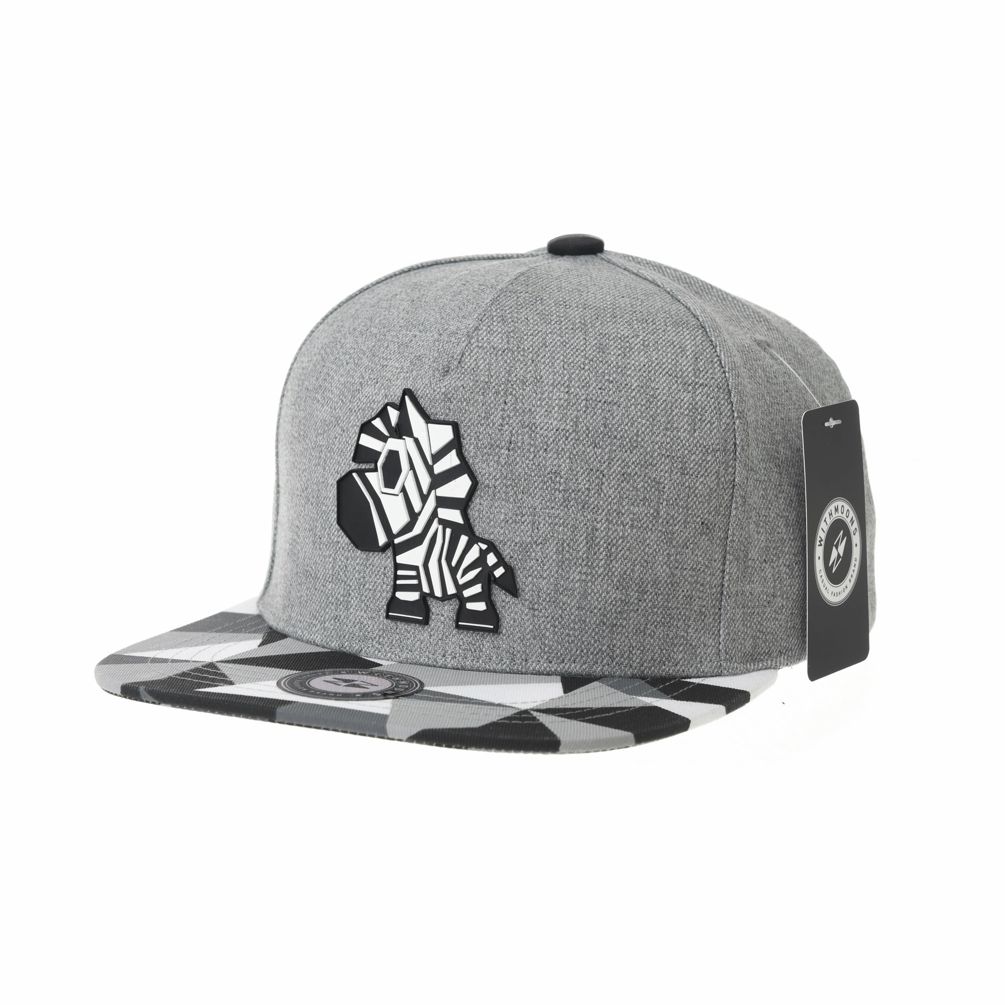 WITHMOONS Snapback Hat Zebra Paper Fold Patch Geometry Pattern Flat Brim Cotton Baseball Cap