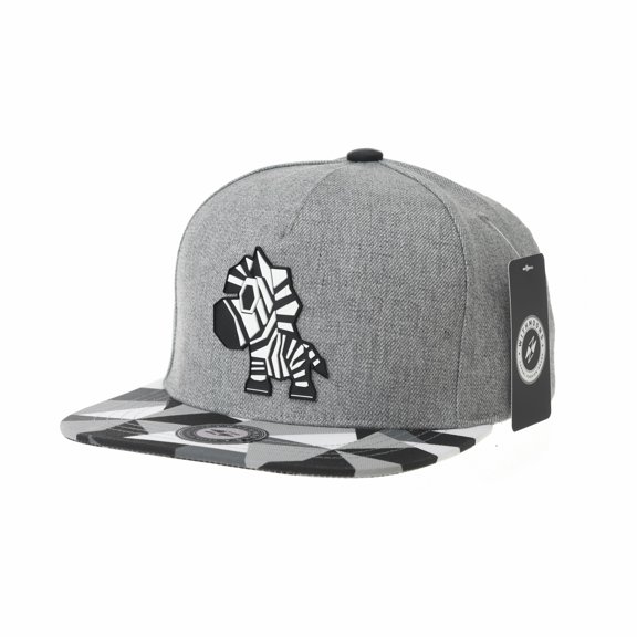 WITHMOONS Snapback Hat Zebra Paper Fold Patch Geometry Pattern Flat Brim Cotton Baseball Cap TR2936 (Grey)