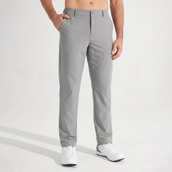 MASKERT Mens Golf Pants-Stretch Work Dress Pants Quick Dry Lightweight Casual Comfy Trousers with Pockets Light Gray（Size XS-XXXL）