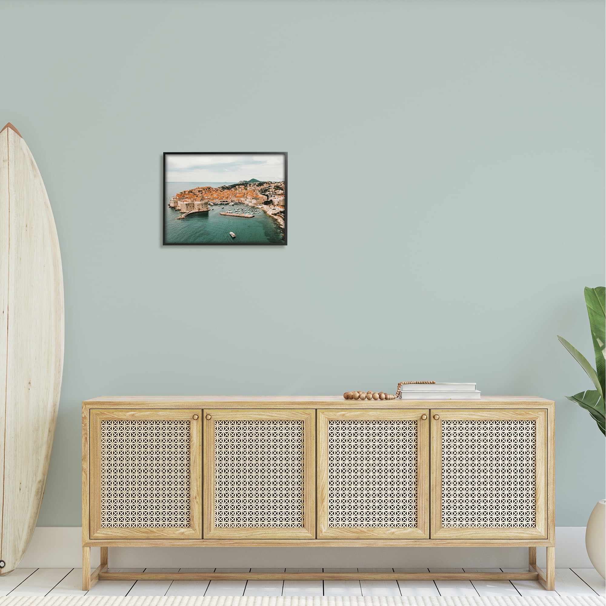 Stupell Seaside Port Town Architecture Landscape Photography Black Framed Art Print Wall Art