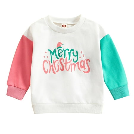 

Summer Boys Girls Casual Wear Toddler Boys Girls Christmas Long Sleeve Letter Prints Pullover Tops