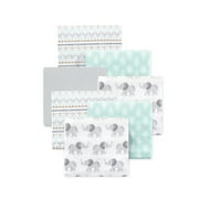 Little Treasure Hudson Baby Cotton Poly Flannel Receiving Blankets 7-Pack, Grey Elephant, 30x30 inches