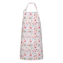 Pink Christmas Santa and Penguin Apron-Garden Aprons for Women with Pockets-Cotton Linen Waterproof Kitchen Cooking Gardening Aprons Adjustable for Kitchen,Cooking,BBQ and Salon 32"x27"