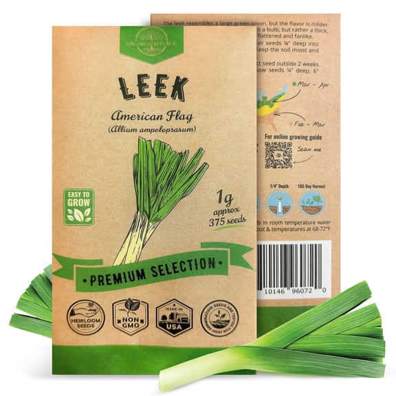 Organo Republic Leek Seeds – 375  Non-GMO Heirloom Seeds, 1g Packet for Planting Vegetables Indoors & Outdoors, Home Garden Onion-Leek