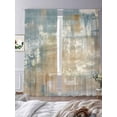 thumbnail image 3 of Retro Painting Sheer Curtains 108 Inch Long 2 Panels, Blue Brown Gradient Distressed Graffiti Texture Light Filtering Rod Pocket Curtains, Sheer Voile Drapes for Living Room Bedroom, 52"x108", 3 of 8