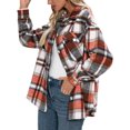 thumbnail image 4 of FOCUSNORM Women Juniors Shacket Plaid Printed Pattern Coat, Button-down Collared Jacket, 4 of 9