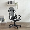 thumbnail image 3 of Linon Braxton Faux Leather High Back Gaming Chair with Swivel and Adjustable Height, 300 lb. Weight Capacity, White, 3 of 16