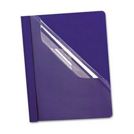 Coated Paper Cover- Tang Clip- Letter- 1/2" Capacity- Clear/Blue- 25/Box