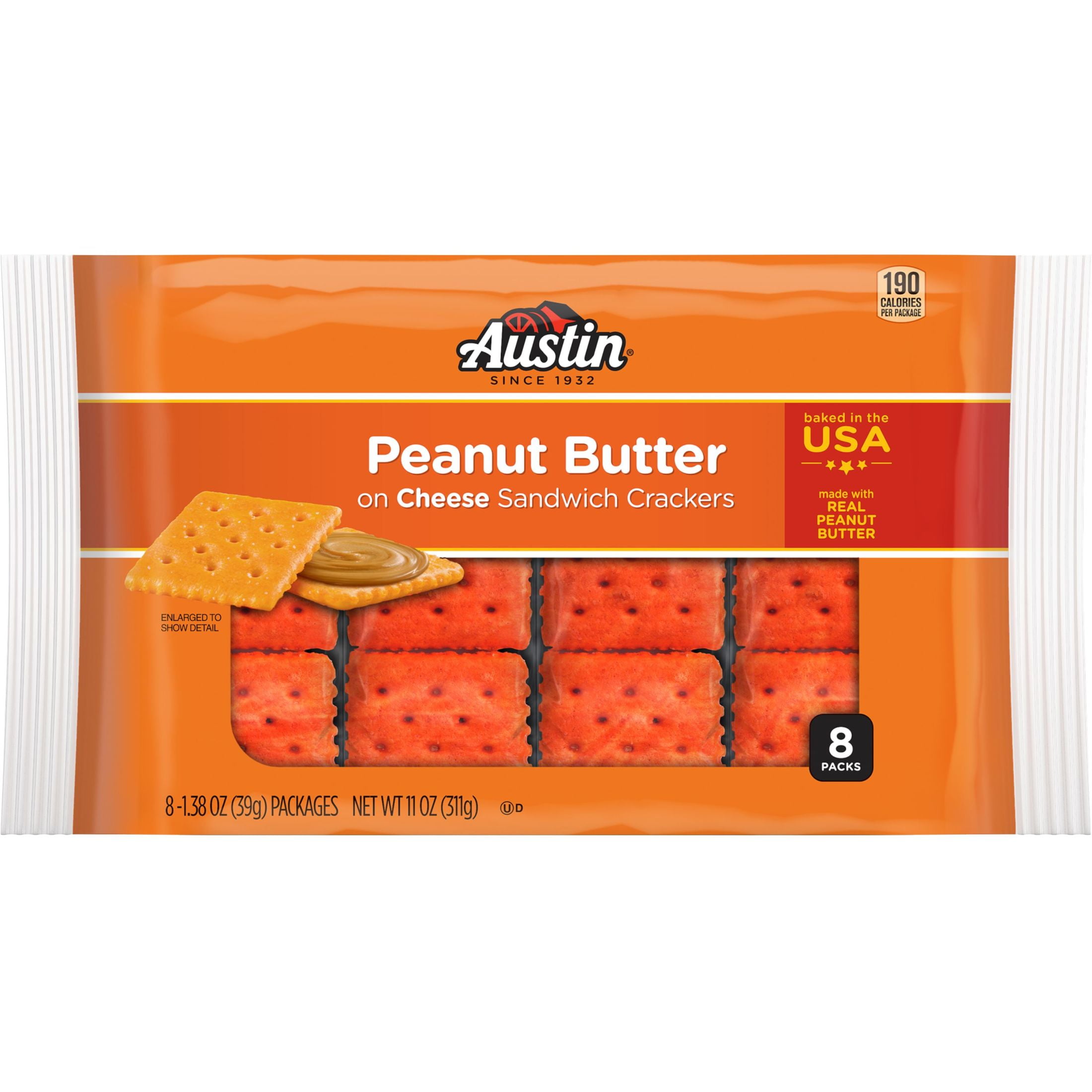 Austin Peanut Butter on Cheese Sandwich Crackers, 11 oz, 8 Count