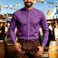 thumbnail image 2 of USNSM Men's Mandarin Collar Dress Shirt Long Sleeve Button Down Pleated Regular Fit for Work Office Wedding Dinner Events Purple L, 2 of 5