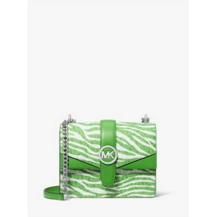 Michael Kors Greenwich Small Print Logo Crossbody Tote Chain Bag  Jungle Green $498