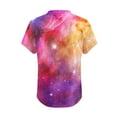 thumbnail image 3 of Lovskoo 2024 Outer Space T Shirts for Women Graphic Printed Galaxy Solar System Planets Nebula Shirt Short Sleeve V Neck Blouse Yellow XL, 3 of 5